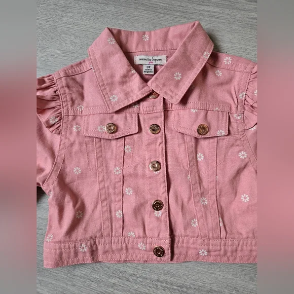 Nanette Lepore Girls Pink Jean Jacket - Picture 6 of 10